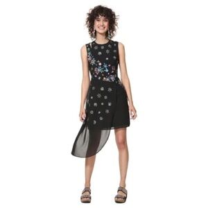 Desigual Short Vest Verso Size 38 EUR 6 US Embroidered Beaded Cocktail Dress